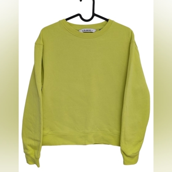 Kanuk Sweaters - Kanuk Koroc  crewneck Sweatshirt Lime Green 100% Cotton Canada size XS